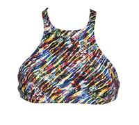 Arena Women's Rule Breaker Think Crop MaxLife Bikini Top, Black Multicolor-Black, Small