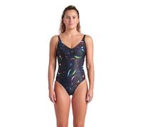 Arena Women's Shapewear Abyss U Back Ladies Tummy Control Polyester Shaping Swimsuit One Piece, Multi/Black, 44