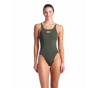 Arena Womens Solid Tech Back Swimsuit Green