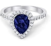 ArenaGems Handmade Pear Cut Blue Sapphire Solid Sterling Silver Ring For EngagementBand For Women (9.5)