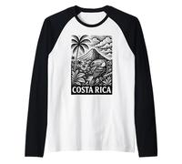 Arenal Volcano Toucan Costa Rica Raglan Baseball Tee