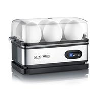 Arendo - Electric Egg Boiler - Automatic Cooker with Warming Function - 6 Egg Capacity - Indication Light - for Perfect Soft and Hard Eggs - Water Measuring Cup and Egg Piercer - Stainless Steel