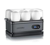 arendo - Electric Egg Boiler, Automatic Cooker with Warming Function, 6 Egg Capacity, Indication Light, for Perfect Soft and Hard Eggs,Water Measuring Cup and Egg Piercer, Stainless Steel, Cool grey