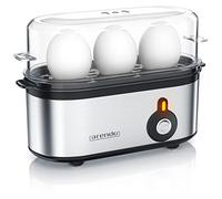 arendo - Electric Egg Boiler, Automatic Cooker with Warming Function for 1 to 3 Perfect Soft,medium and Hard Eggs, Indication Light, Water Measuring Cup and Egg Piercer, Stainless Steel