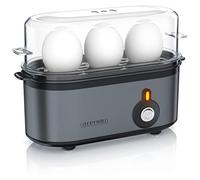 arendo - Electric Egg Boiler, Automatic Cooker with Warming Function for 1 to 3 Perfect Soft,medium and Hard Eggs, Indication Light, Water Measuring Cup and Egg Piercer, Stainless Steel Cool Grey