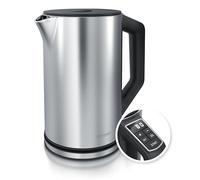 Arendo - Electric Kettle 1.5 L Cordless 2200W, Energy Saving, Temperature Control 40°C - 100°C, Keep Warm, BPA free No Plastic, Fast Boil Auto Shut-Off, Silver Brushed Stainless Steel