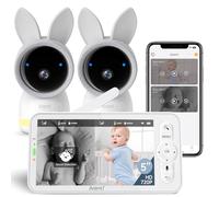ARENTI 2K Wifi Baby Monitor with Two Cameras and Night Light,Night Vision,Split Screen,Temp&Humidity Sensor,720P 5-inch HD Display,Lullabies,Motion&Cry Detection,Two Way Audio,Remote Pan Tilt Zoom