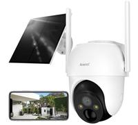 ARENTI Outdoor Solar Power Camera, 2K/3MP Color Night Vision, PIR Motion Sensor, Wireless, Cloud Storage, IP65 Water Resistant,Alexa Audio Compatible