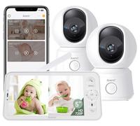 ARENTI Split Screen Baby Monitor with Two Cameras and App,1080P PTZ Dual Cameras,5'' Display & Night Vision,Soothing Sounds,2-Way Talk, Temperature&Motion Detection,3350mAh Battery Life