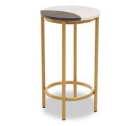 arenza round two tone marble side table with gold base