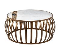arenza round white marble coffee table with gold frame