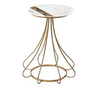 arenza round white marble side table with gold frame