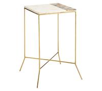 arenza square white marble side table with gold base