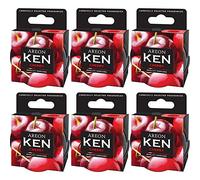 AREON Ken Car Air Freshener Cherry Sweets Scent Tin Can Mini Home Top Up Adjustable Vented Lid 3D Multi Pack Set of 6