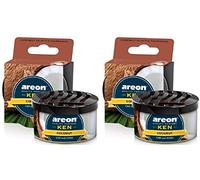 AREON Ken Car Air Freshener Coconut Tin Top Up Adjustable Vented Lid Multi Pack of 2