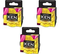 AREON Ken Car Air Freshener Vanilla Bubble Gum Sweet Bubblegum Scent Home Tin Can Mini Top Up Adjustable Vented Lid 3D Multi Pack Set of 3