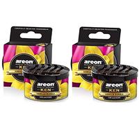 AREON Ken Car Air Freshener Vanilla Bubble Gum Tin Top Up Adjustable Vented Lid Multi Pack of 2