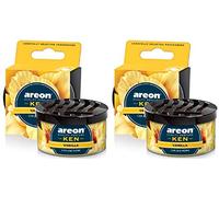 AREON Ken Car Air Freshener Vanilla Tin Top Up Adjustable Vented Lid Multi Pack of 2