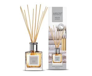Areon Reed Diffuser/Silver Linen / 150ml / 1 Pack/Perfume for Home or Office Long Lasting Aroma Reed Stick Kit for Diffuser
