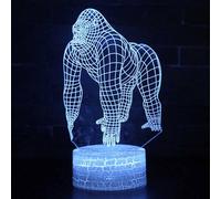 ARERG King Gorilla Figurine Night Light, 16 Color Changing Brightness Dimmable Room Kong Decor Lamp with Remote, Creative Lighting Gifts for Boys Kids Teen Birthday Christmas