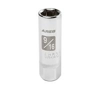 ARES 11021-9/16-inch 3/8-inch Drive Magnetic Spark Plug Socket - Powerful Magnet Retains Spark Plugs - Heat Treated Chrome Vanadium Steel - High Visibility Markings