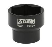 ARES 14022 - 2-in-1 Fuel Filter 24mm x 36mm Flip Socket - Compatible with Ford Power Stroke 2003-2010 6.0L and 6.4L Diesel Fuel Filters - Low Profile Flip Design Features Two 3/8” Drive Socket Sizes