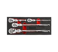 ARES 42040 - Flex Head Ratchet Set - 4-Piece 72-Tooth Ratchets - Premium Chrome Vanadium Steel Construction & Chrome Plated Finish - Quick Release Reversible Design with 5 Degree Swing