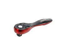 ARES 42051-3/8-inch Drive Stubby Dual Tone 72-Tooth Ratchet - Made of Chrome Vanadium Steel - Sl lack and Red Finish - Quick Release for Easy Socket Change - 72-Tooth Reversible Design
