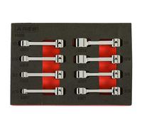 ARES 43035 - 8-Piece SAE 12-Point Box End Torque Adapter Extension Set - 3/8-Inch Drive - 2-Inch Extensions for Torquing in Hard to Reach Places - Chrome Vanadium Steel Construction - EVA Foam Tray