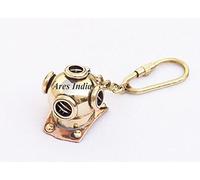 Ares India Brass Diving Divers Helmet Keychain Nautical Maritime Yatching Keyring Gift,Gold,4 cm