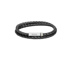 Ares Leather Rope Bracelet Black