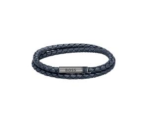 Ares Leather Rope Bracelet Navy One Size