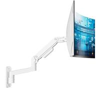 ARES WING 17-49 Inch Monitor Wall Mount Bracket for Computer TV Screens Adjustable Gas Spring Single Monitor Arm Support 44lbs，Height Adjustable，Tilt Swivel Rotate, VESA 75/100 mm，White