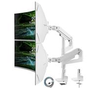 ARES WING Heavy Duty Dual Monitor Arm with USB A/C Ports, Dual Monitor Stand for 17-49" Monitors, Height Adjustable Long Arm for Extra Large Screen, Vesa 75/100mm, Tilt, Swivel & Rotate, Max 44Lbs