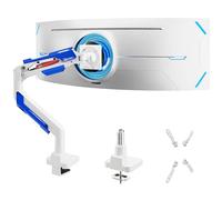 ARES WING Heavy Duty Monitor Arm for 24"-57" Flat/Curved Screen, Max load 52/66 lbs, Ultrawide Gas Spring Monitor Mount, Full Motion Height Swivel Adjustable monitor arm, VESA 75/100/200 mm, white