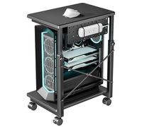 ARES WING Height Adjustable Computer Tower Stand, 2-Tier PC Tower Stand for Most PC, CPU Holder Cart with Locking Wheels for Gaming Home Office, 21.7"-33.5" Height