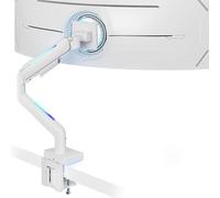 ARES WING Premium RGB Single Monitor Arm for 17-49" Screens, White | Adjustable Heavy Duty Gas Spring Mount Supports 44 Lbs, VESA 75/100 mm, Gaming Monitor Arm for Ultimate Gaming Experience