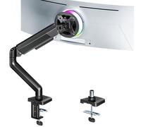 ARES WING Single Monitor Arm for for 17-40 Inch Flat Curved Screen, Black monitor Mount Holds 26Lbs, Adjustable Gas Spring Monitor Arm Desk mount with C Clamp, Grommet Base, 75/100MM VESA Mount