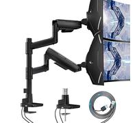 ARES WING Vertical Dual Monitor Mount for 17-49 Inch Ultrawide Heavy Duty Curved Screen Stacking, Computer Monitor Arm Desk Mount with USB, Gas Spring Adjustable Vesa Stand, Black