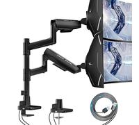 ARES WING Vertical Dual Monitor Mount for 17-49 Inch Ultrawide Heavy Duty Curved Screen Stacking, Computer Monitor Arm Desk Mount with USB, Gas Spring Adjustable Vesa Stand, Black
