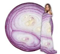 ARESD Funny Onion Blanket for Adult and Kids, Soft and Comfortable Flannel Round Novelty Food Blanket for Bedding, Giant Food Blanket Gifts for Crib, Sofa, Outdoors 59 Inches