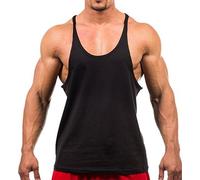 ARESHION Men's Cotton Blank Stringer Y Back Workout Fitness Gym Tank Tops Black XL