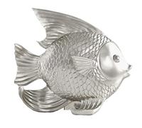 AResin Feng Shui Fish Statue Abstract Sculpture, Bookshelf Decor Accents for Wedding, Christmas, Dinner, Centerpieces for Table,Silver,31cmX29.5cm