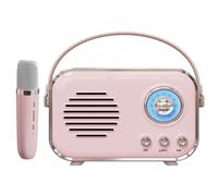 Aresrora Retro Karaoke Machine,Mini Karaoke Machine with 2 Wireless Microphones,Portable Small Karaoke Set Toys for Kids and Adults,Cool Tech Gifts for Birthday Home Party Ideas (Pink 1Mic)
