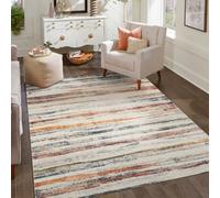 Aress Washable Modern Living Room Area Rug -Low Pile Line Design Muti Coloured 160Cm X 230Cm