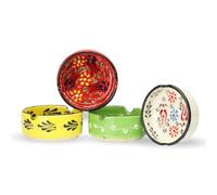 Areste Hand-Painted Ceramic Cigarette Ashtray - Cute Colored Gloss for Indoor & Outdoor Smoking at Home, Patio, and Office (Set of 4)