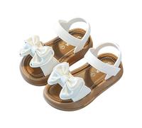 Arestory Girls Bowknot Sandals UK 2026 Slip On Princess Shoes Faux Leather Summer Trainers Soft Rubber Soled Comfortable Sandals Summer Beach Holiday Dress Up Shoe Low Block Chunky Waterproof Sliders