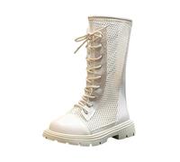 Arestory Girls Mesh Knee High Boots UK Hollow Out Lace Up Riding Boot