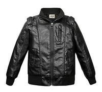 Arestory Kids PU Leather Jacket 3-17 Years Children's Motorcycle Biker Jackets Teen Boys Girls Faux Leather Thick Coats Autumn Winter Outwear Moto Zipper Outwear Trendy Waterproof Windproof Overcoat