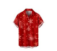 Arestory Men's Christmas Printed Shirt Ugly Christmas Sweater Pullover Button Down Shirts Xmas Sweater Short Sleeve Reindeer Snowflake Printed Sweaters Novelty 3D Sweatshirts Casual Loose Pullover